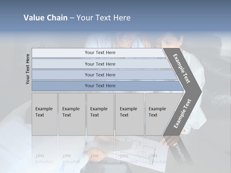 A Man And Woman Sitting On A Couch Looking At A Blueprint PowerPoint Template