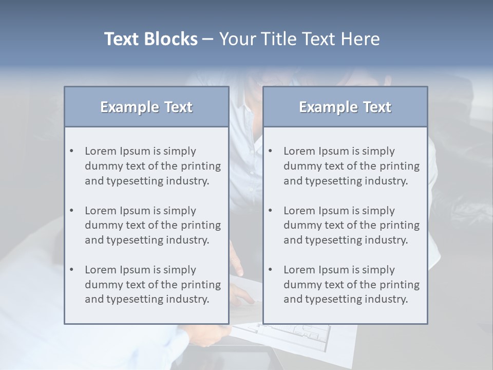 A Man And Woman Sitting On A Couch Looking At A Blueprint PowerPoint Template