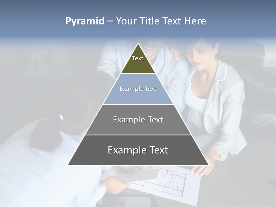 A Man And Woman Sitting On A Couch Looking At A Blueprint PowerPoint Template