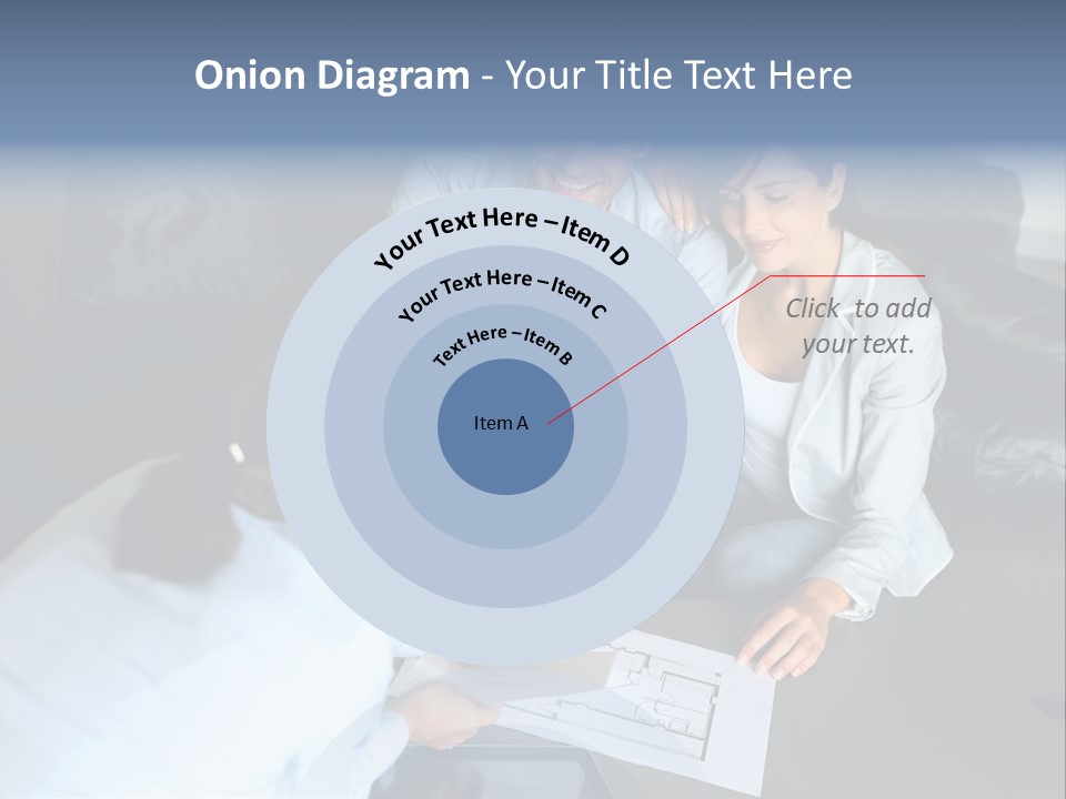 A Man And Woman Sitting On A Couch Looking At A Blueprint PowerPoint Template