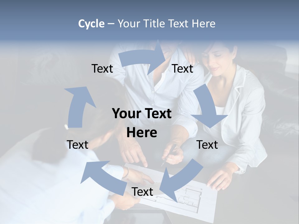 A Man And Woman Sitting On A Couch Looking At A Blueprint PowerPoint Template