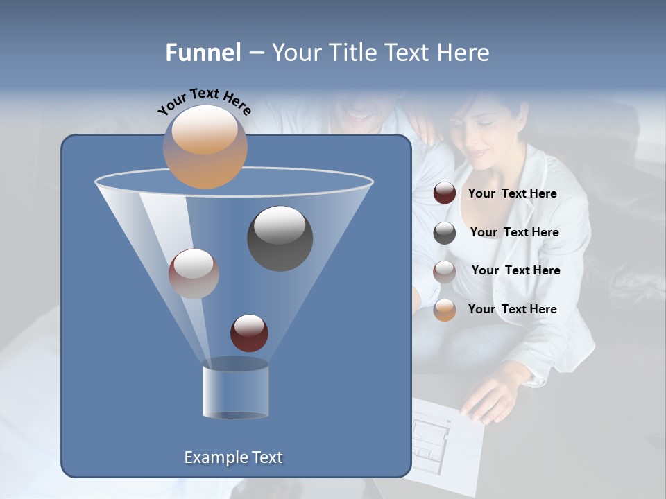 A Man And Woman Sitting On A Couch Looking At A Blueprint PowerPoint Template