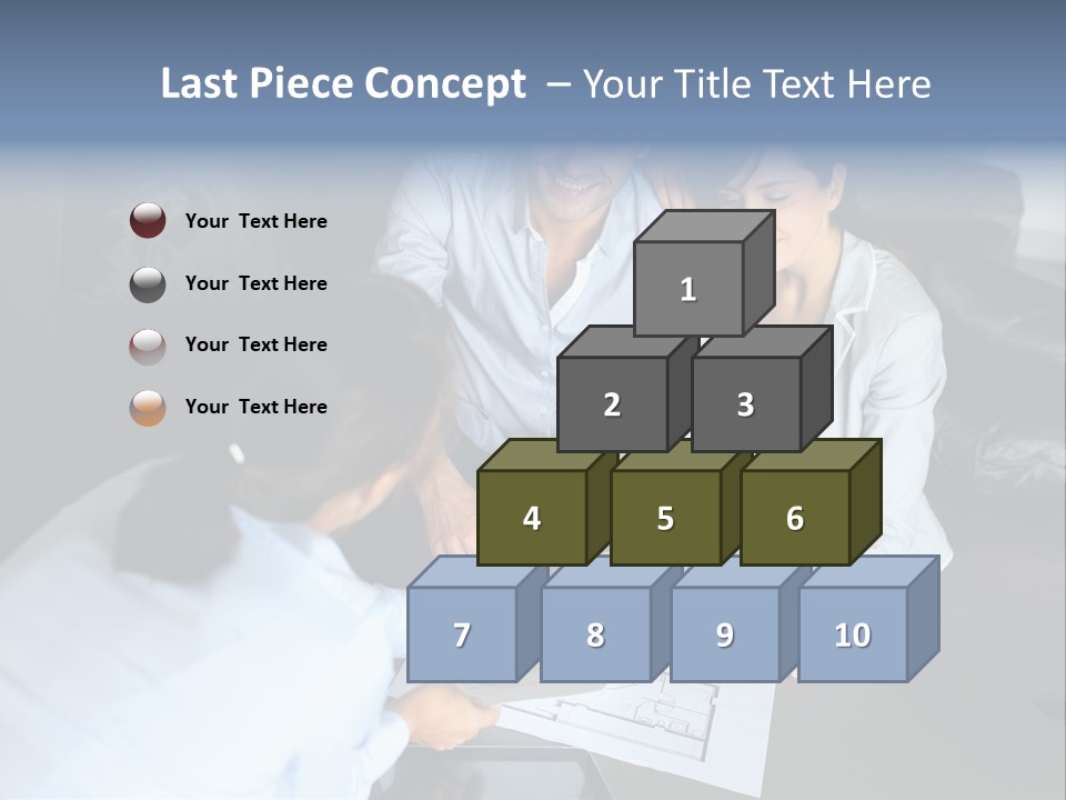 A Man And Woman Sitting On A Couch Looking At A Blueprint PowerPoint Template