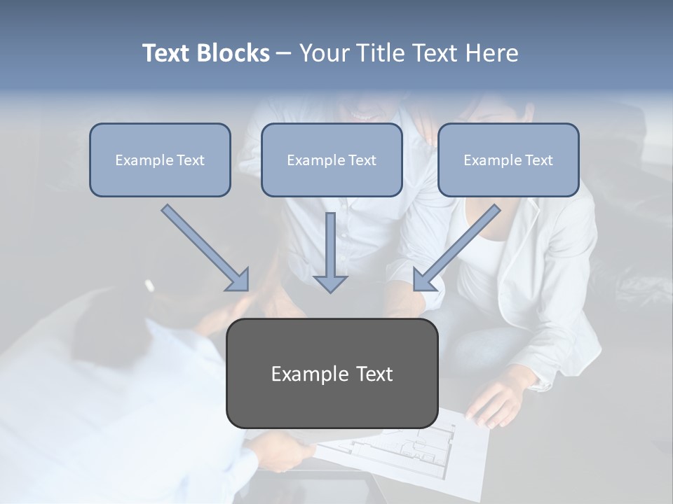 A Man And Woman Sitting On A Couch Looking At A Blueprint PowerPoint Template