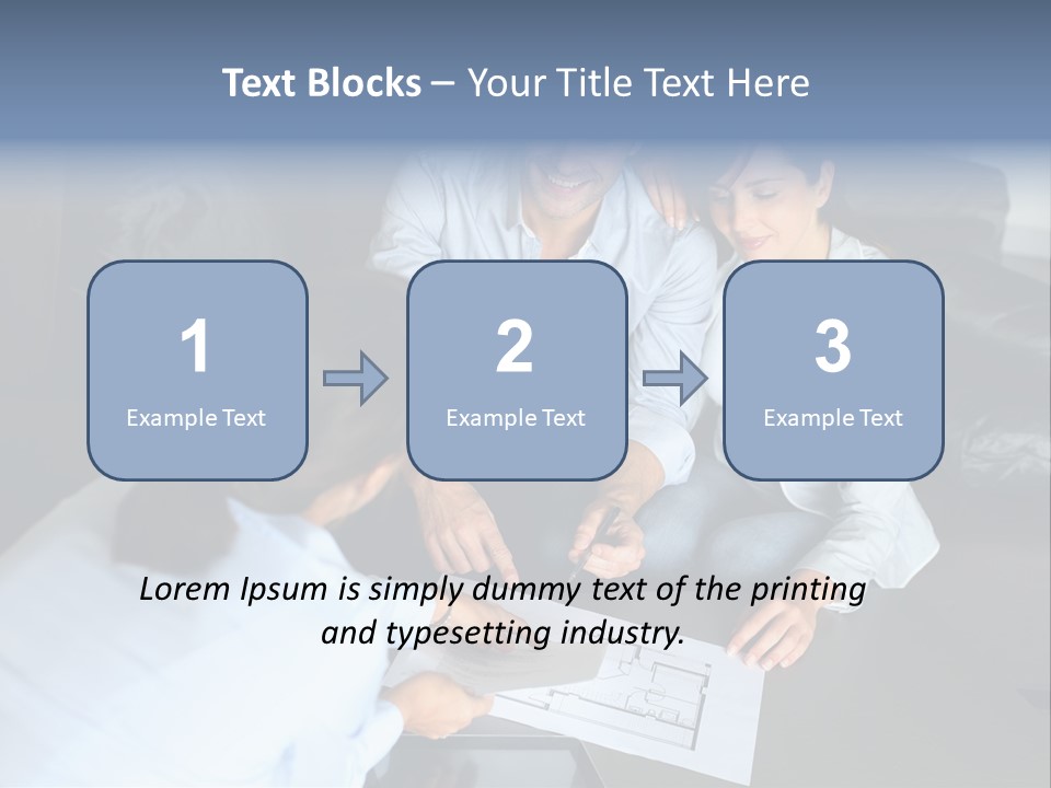 A Man And Woman Sitting On A Couch Looking At A Blueprint PowerPoint Template