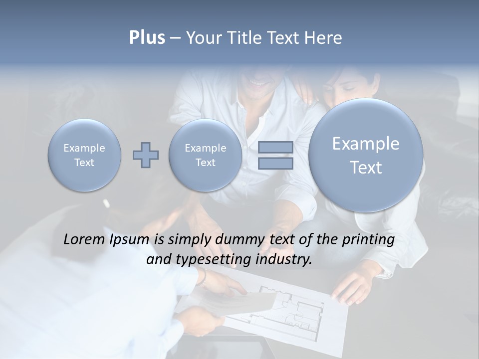 A Man And Woman Sitting On A Couch Looking At A Blueprint PowerPoint Template