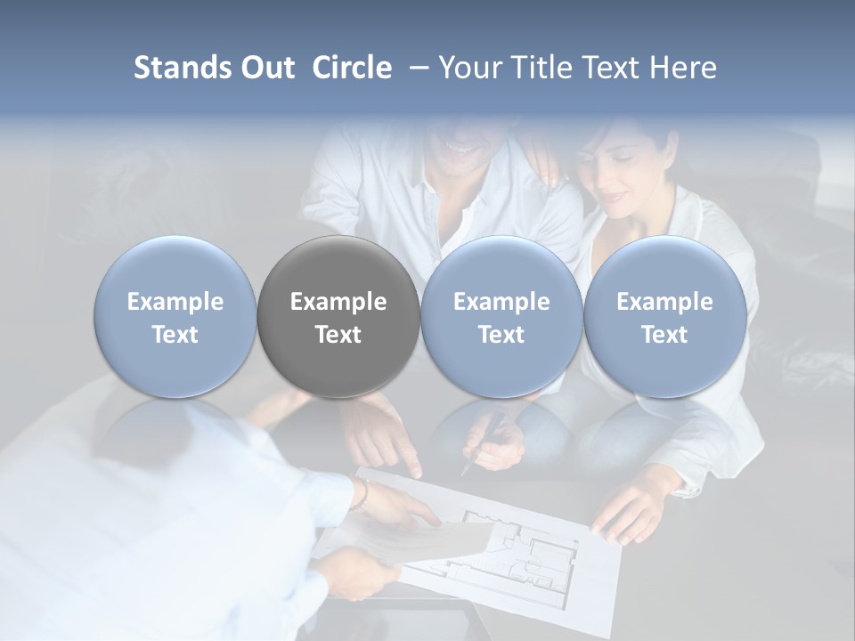 A Man And Woman Sitting On A Couch Looking At A Blueprint PowerPoint Template