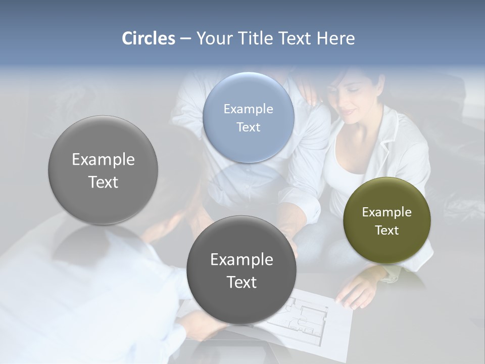 A Man And Woman Sitting On A Couch Looking At A Blueprint PowerPoint Template
