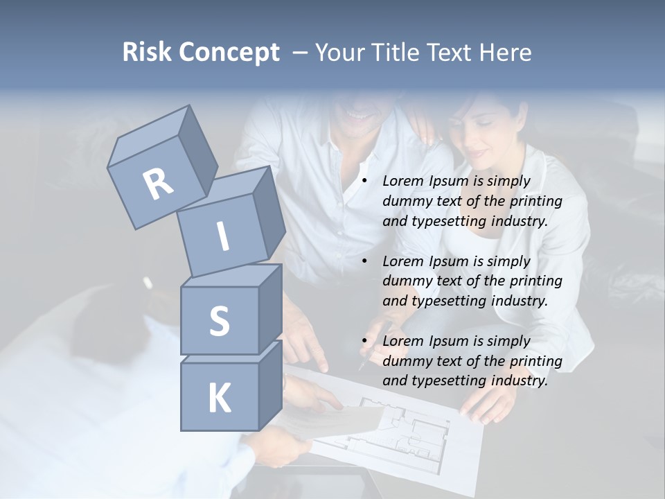 A Man And Woman Sitting On A Couch Looking At A Blueprint PowerPoint Template