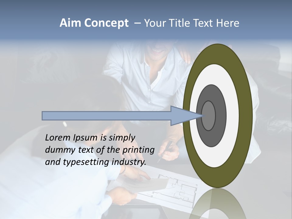 A Man And Woman Sitting On A Couch Looking At A Blueprint PowerPoint Template