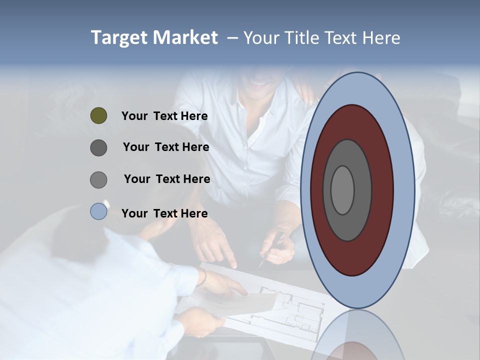 A Man And Woman Sitting On A Couch Looking At A Blueprint PowerPoint Template