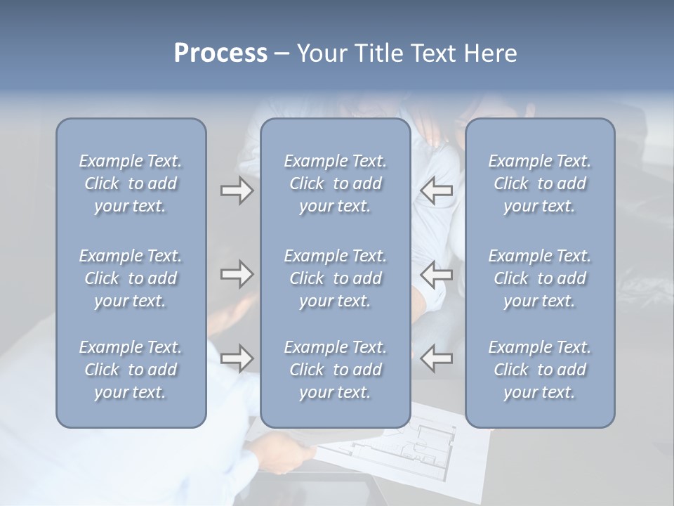 A Man And Woman Sitting On A Couch Looking At A Blueprint PowerPoint Template