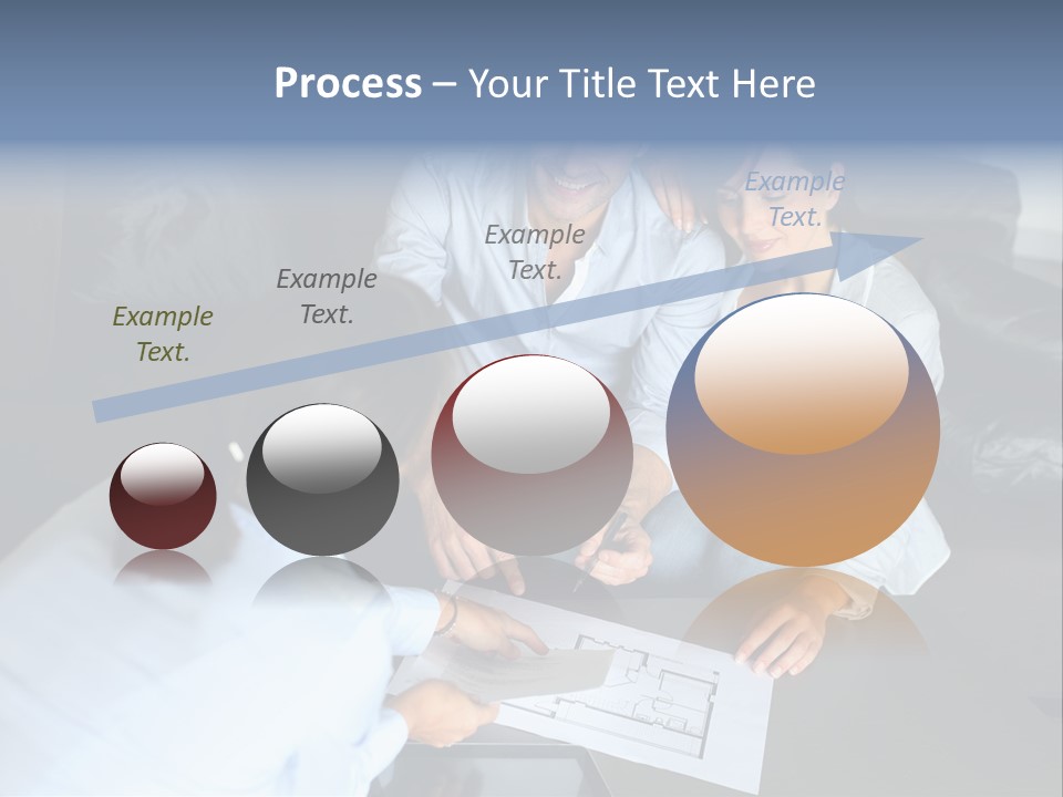 A Man And Woman Sitting On A Couch Looking At A Blueprint PowerPoint Template