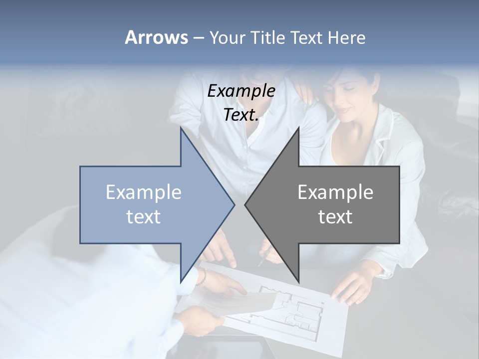 A Man And Woman Sitting On A Couch Looking At A Blueprint PowerPoint Template