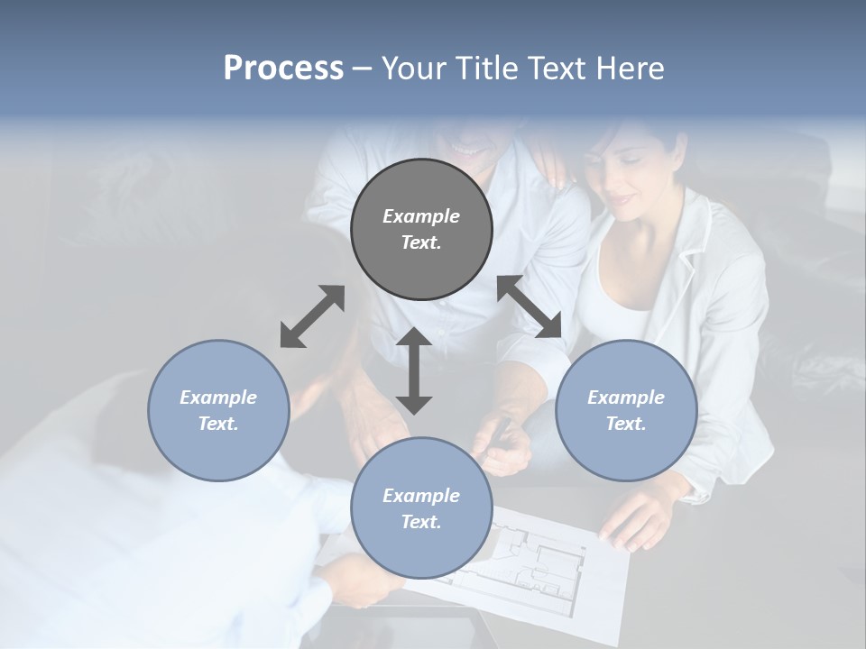 A Man And Woman Sitting On A Couch Looking At A Blueprint PowerPoint Template