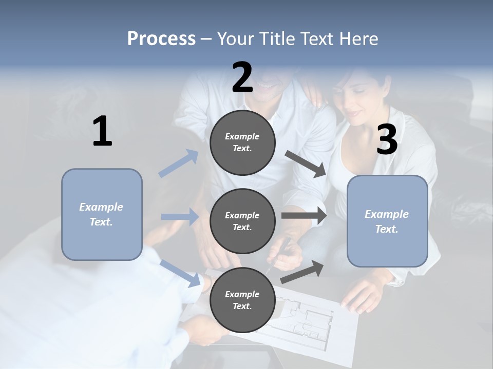 A Man And Woman Sitting On A Couch Looking At A Blueprint PowerPoint Template