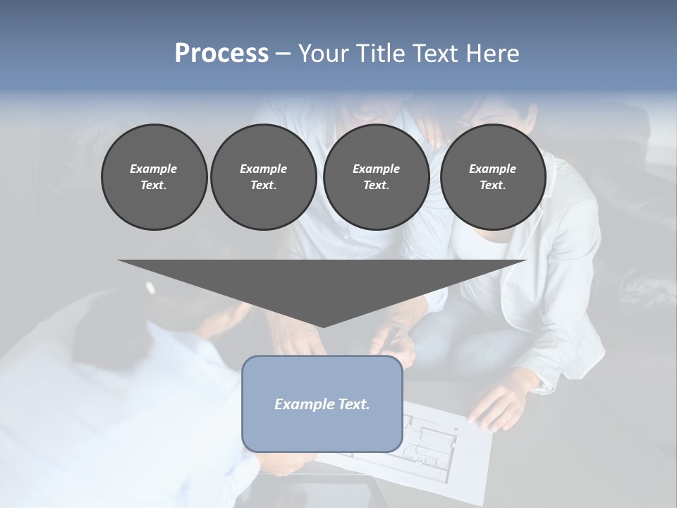 A Man And Woman Sitting On A Couch Looking At A Blueprint PowerPoint Template