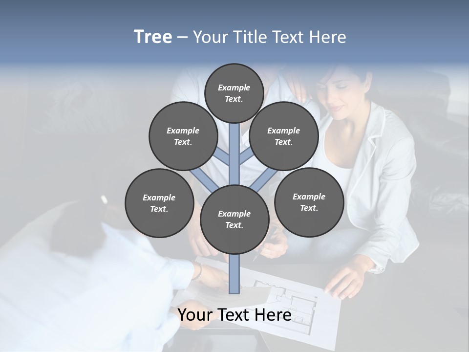 A Man And Woman Sitting On A Couch Looking At A Blueprint PowerPoint Template
