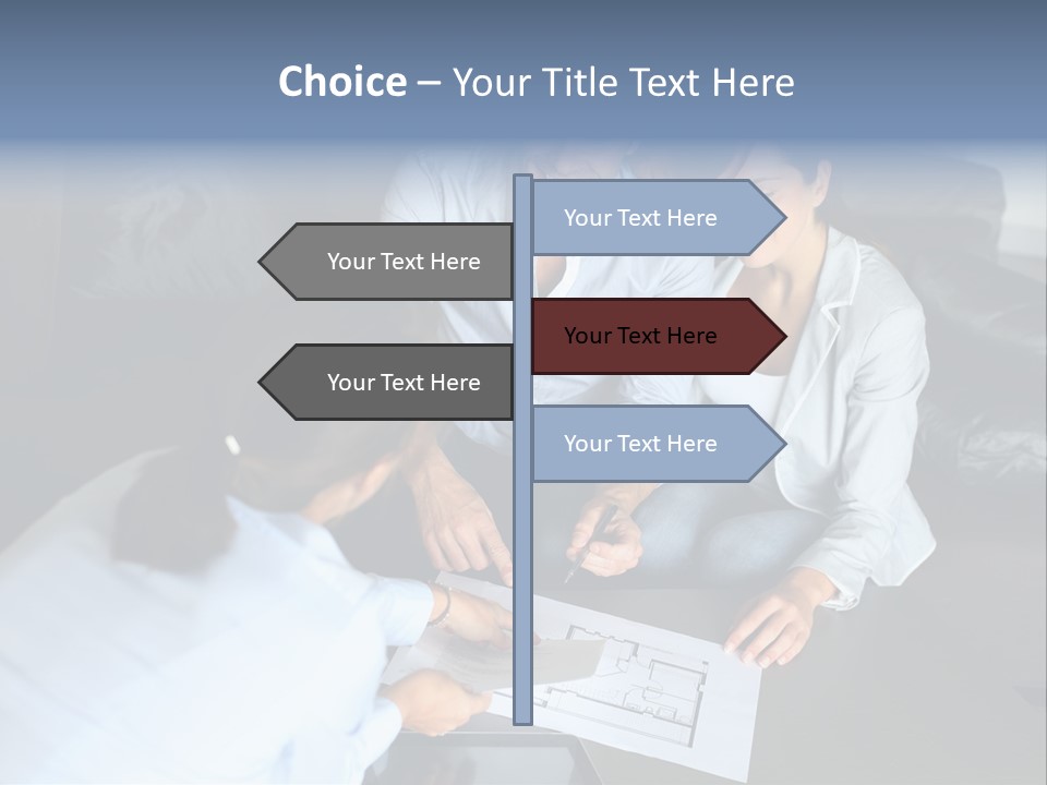 A Man And Woman Sitting On A Couch Looking At A Blueprint PowerPoint Template