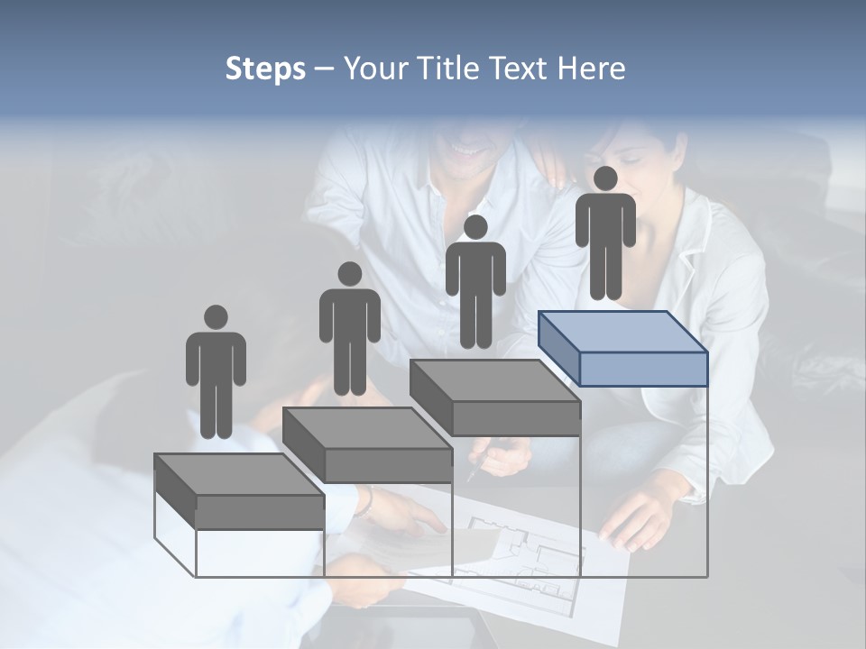 A Man And Woman Sitting On A Couch Looking At A Blueprint PowerPoint Template