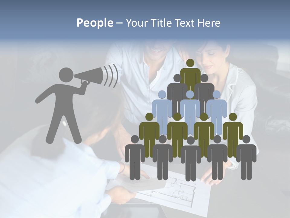 A Man And Woman Sitting On A Couch Looking At A Blueprint PowerPoint Template