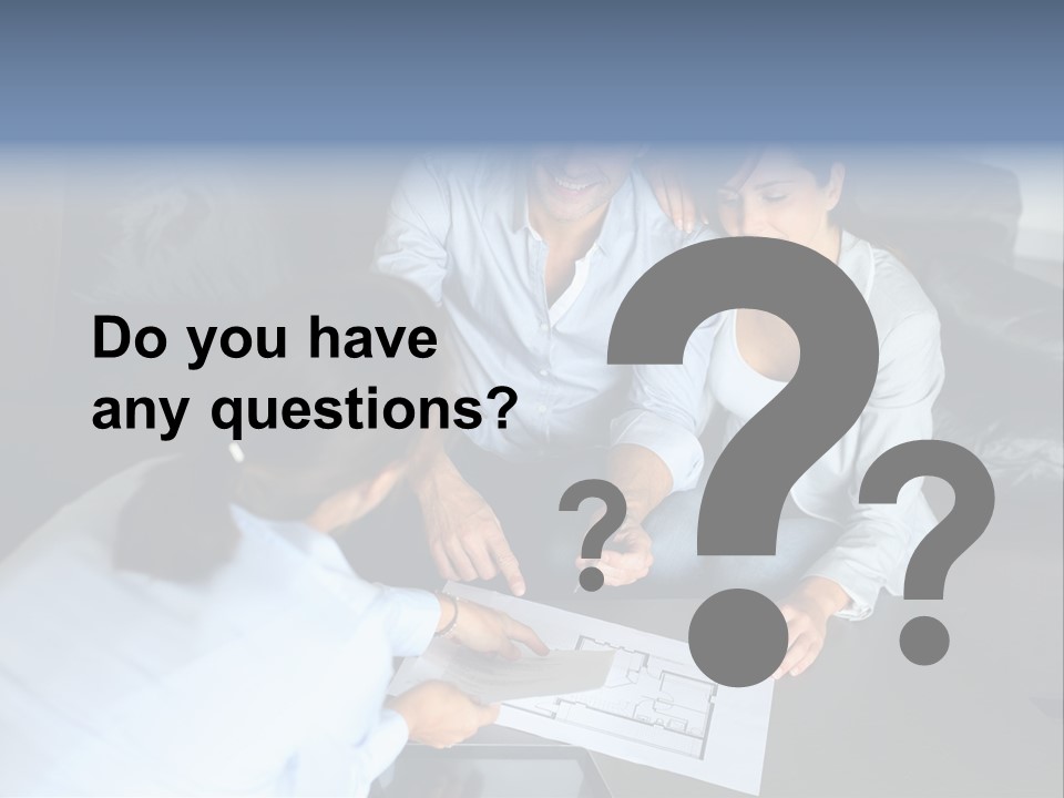 A Man And Woman Sitting On A Couch Looking At A Blueprint PowerPoint Template