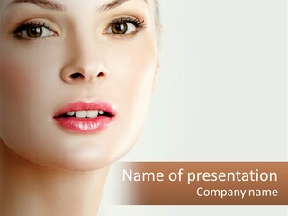 A Woman's Face Is Shown With A White Background PowerPoint Template