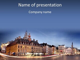 A Large Building With A Clock Tower In The Middle Of It PowerPoint Template