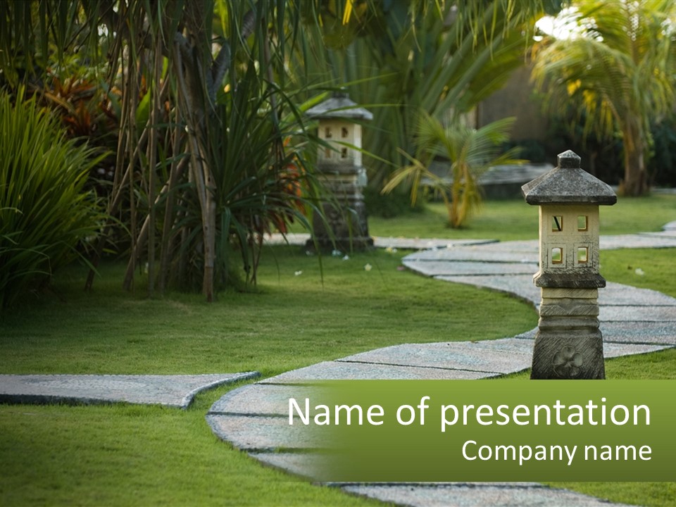 A Stone Path With A Lantern In The Middle Of It PowerPoint Template