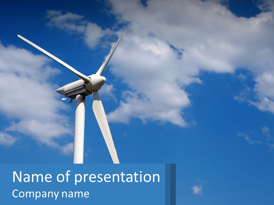 A Wind Turbine With A Blue Sky In The Background PowerPoint Template