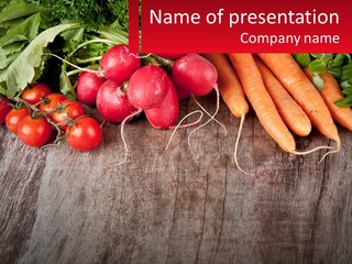 A Wooden Table Topped With Lots Of Vegetables PowerPoint Template