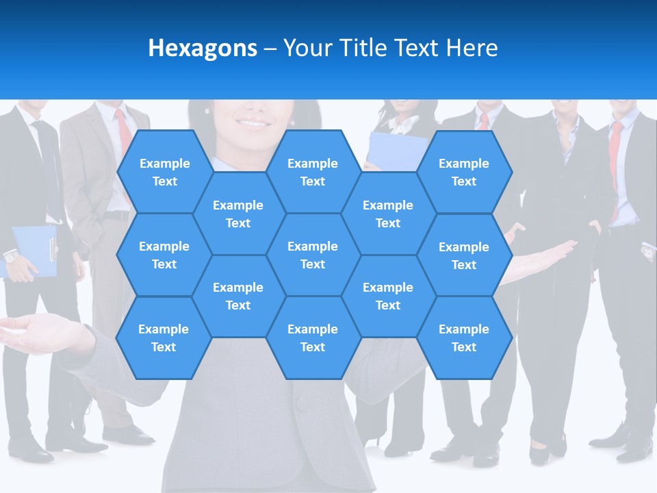 A Woman In A Business Suit Is Holding Out Her Hands PowerPoint Template