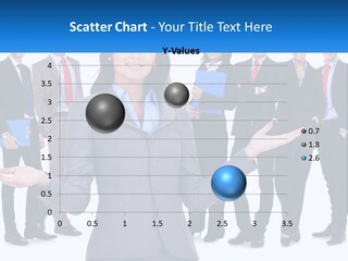 A Woman In A Business Suit Is Holding Out Her Hands PowerPoint Template