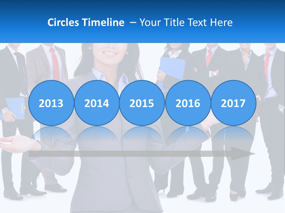 A Woman In A Business Suit Is Holding Out Her Hands PowerPoint Template