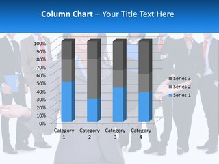 A Woman In A Business Suit Is Holding Out Her Hands PowerPoint Template