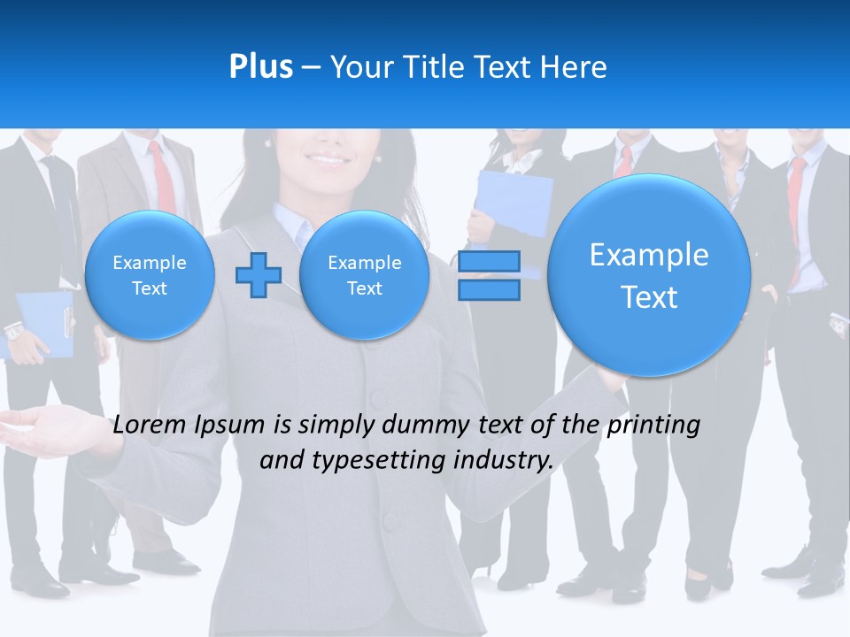 A Woman In A Business Suit Is Holding Out Her Hands PowerPoint Template