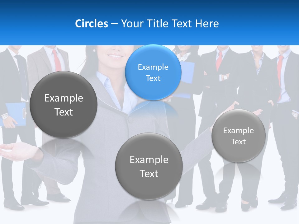 A Woman In A Business Suit Is Holding Out Her Hands PowerPoint Template