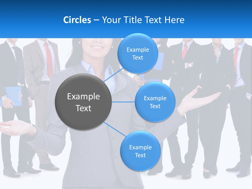 A Woman In A Business Suit Is Holding Out Her Hands PowerPoint Template