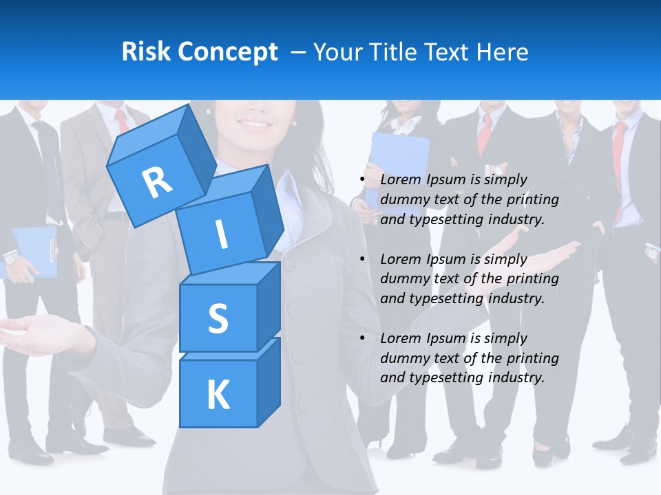 A Woman In A Business Suit Is Holding Out Her Hands PowerPoint Template