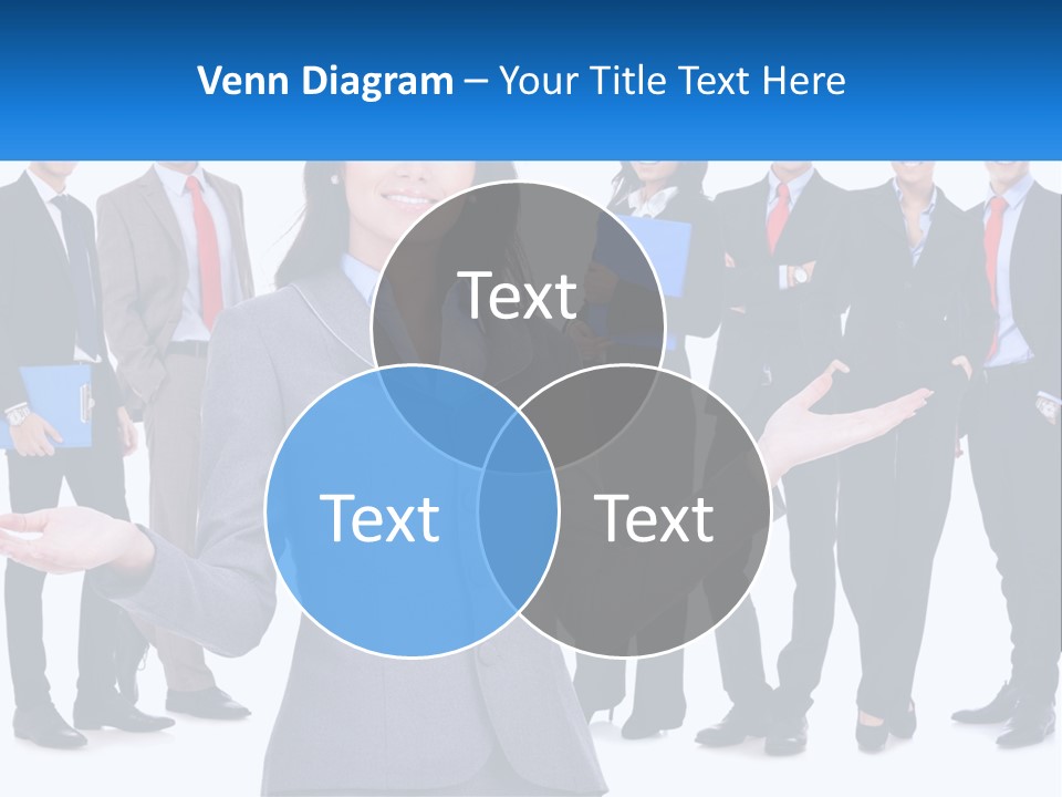 A Woman In A Business Suit Is Holding Out Her Hands PowerPoint Template