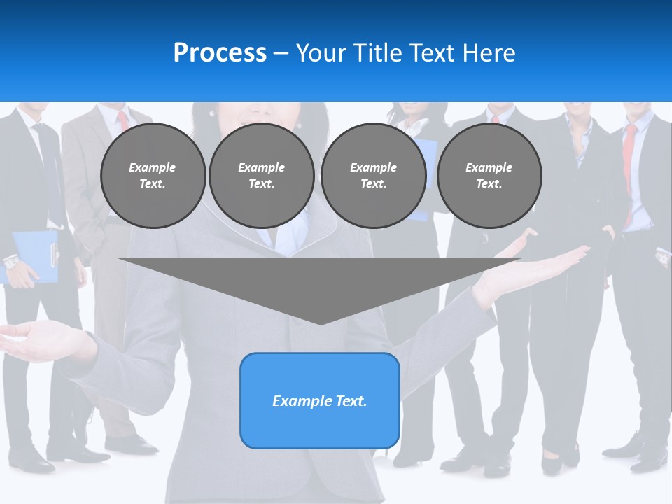 A Woman In A Business Suit Is Holding Out Her Hands PowerPoint Template