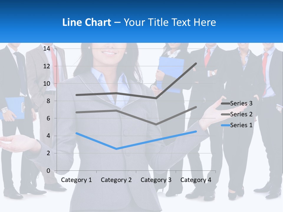 A Woman In A Business Suit Is Holding Out Her Hands PowerPoint Template