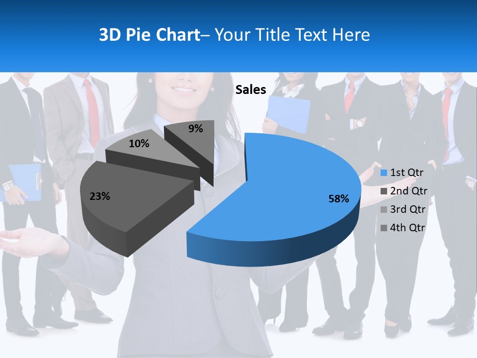 A Woman In A Business Suit Is Holding Out Her Hands PowerPoint Template