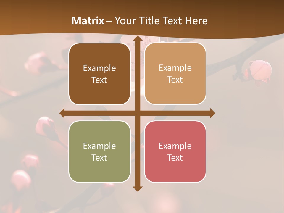 A Branch With Pink Flowers On It With A Brown Background PowerPoint Template