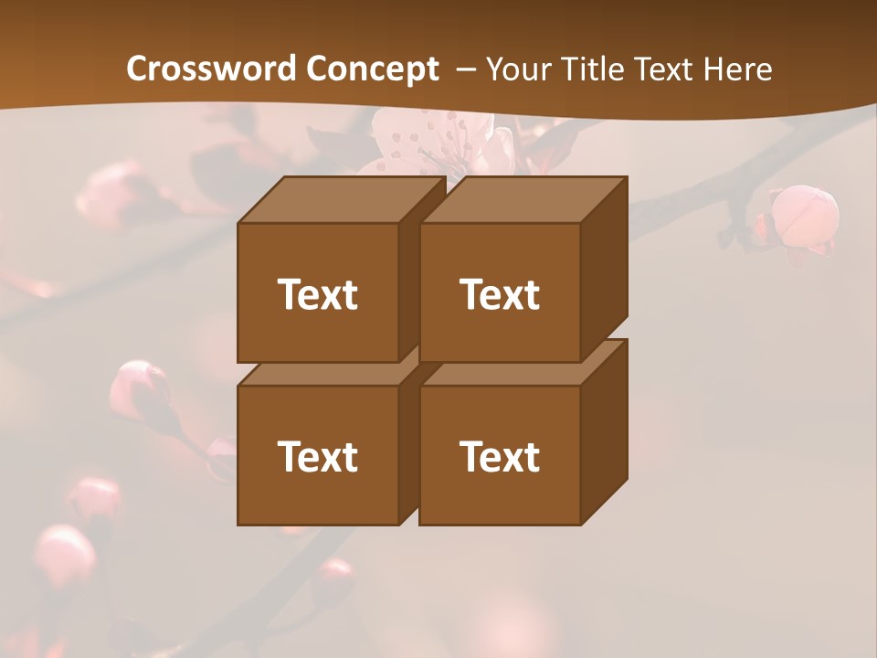 A Branch With Pink Flowers On It With A Brown Background PowerPoint Template