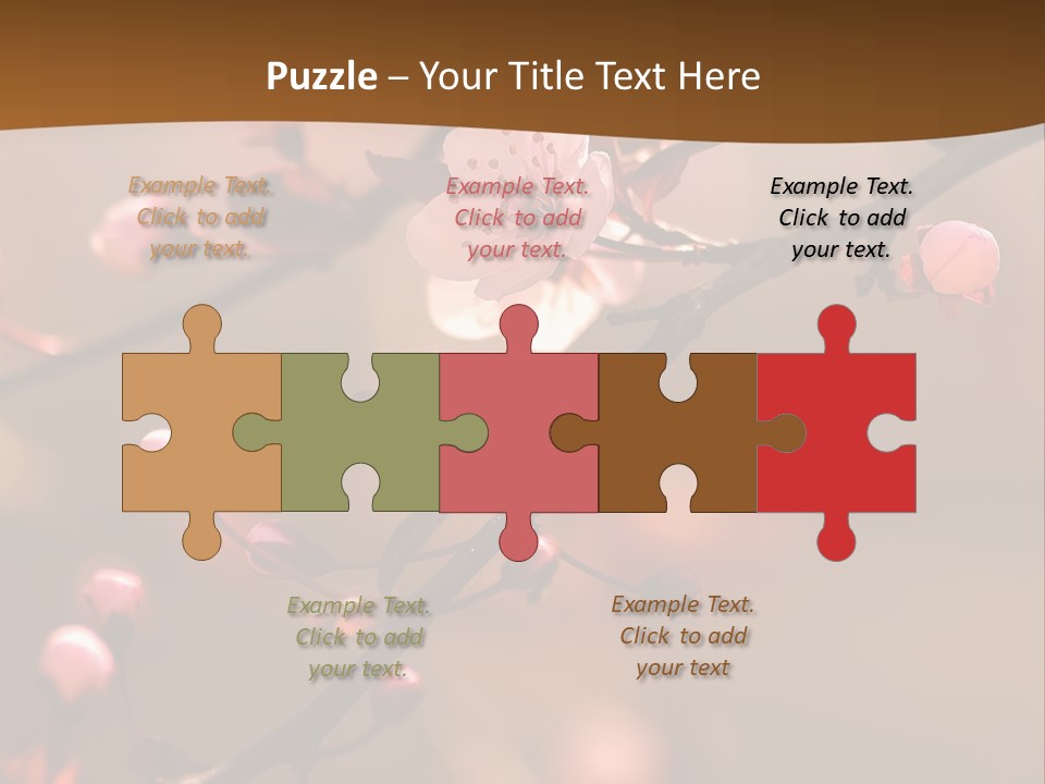 A Branch With Pink Flowers On It With A Brown Background PowerPoint Template