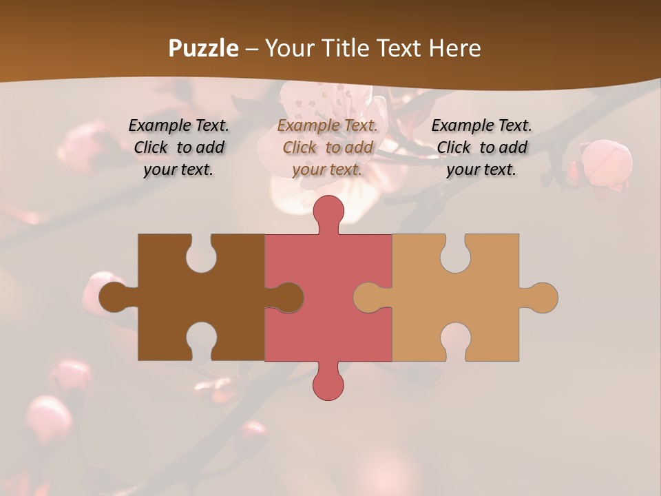 A Branch With Pink Flowers On It With A Brown Background PowerPoint Template