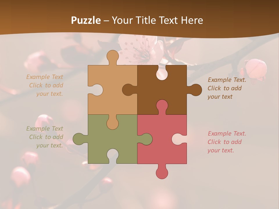 A Branch With Pink Flowers On It With A Brown Background PowerPoint Template
