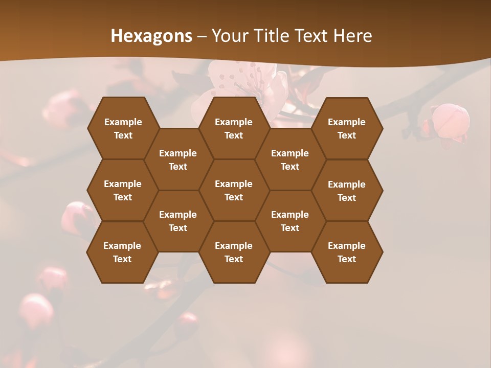 A Branch With Pink Flowers On It With A Brown Background PowerPoint Template