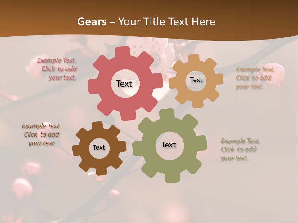 A Branch With Pink Flowers On It With A Brown Background PowerPoint Template